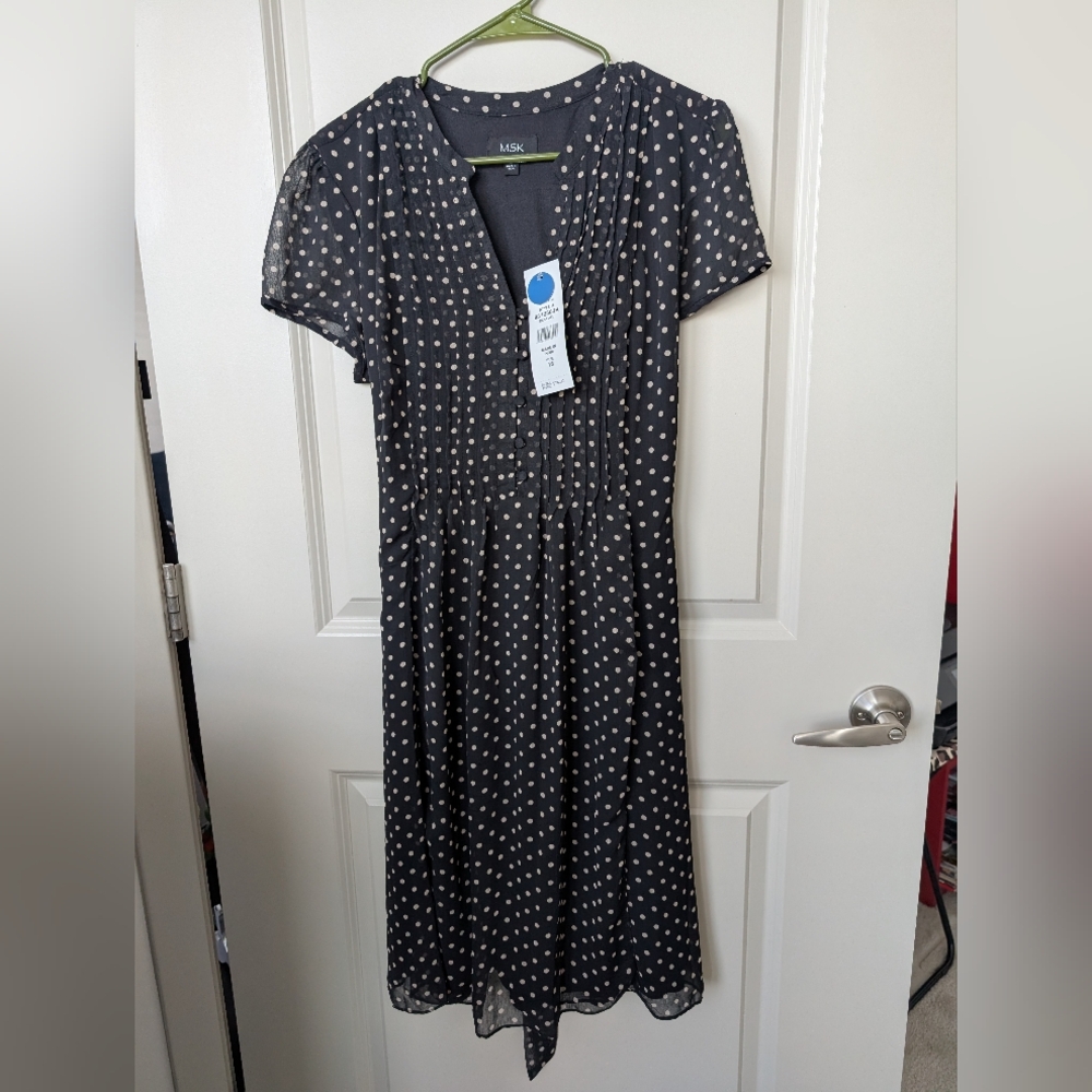 MSK Blue V-Neck Flutter Sleeve Midi Dress